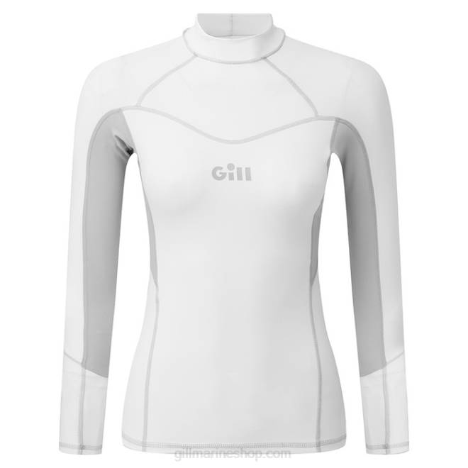 Gill Marinecolete feminino pro rash manga longa 2B02506 branco
