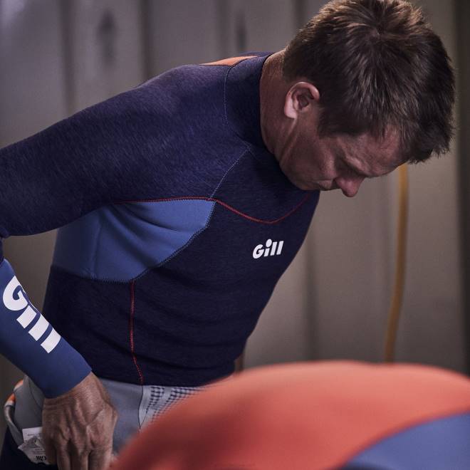 Gill Marinetop firecell masculino 2B02227 jeans escuro e laranja